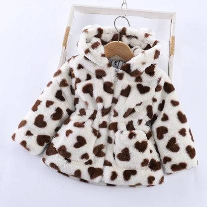 Baby Girls Sherpa Hooded Winter Coat with Pockets – Soft Plush Zip-Up Jacket