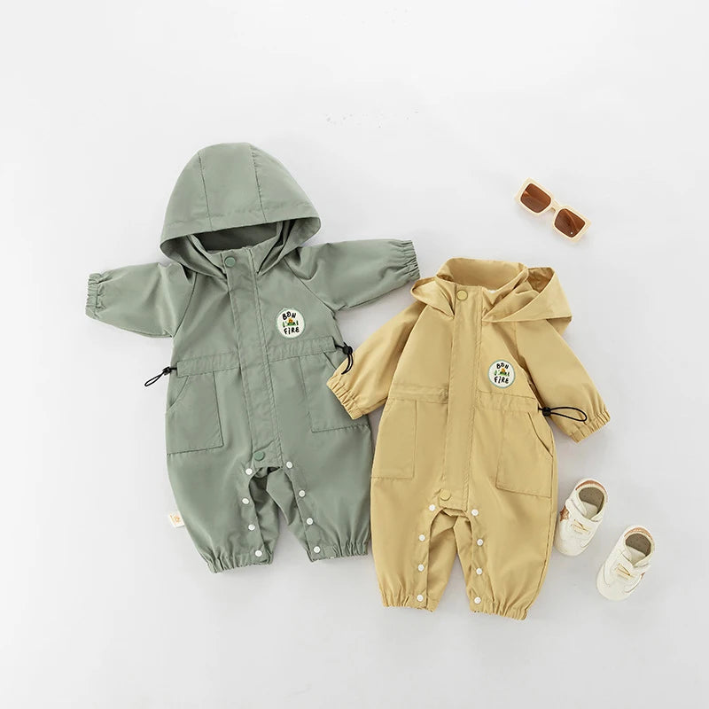 Lightweight Hooded Utility Romper for Babies