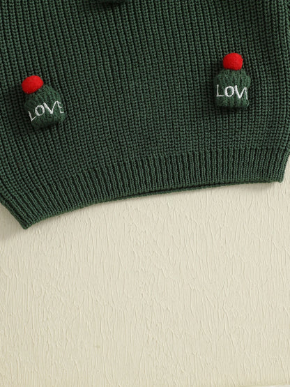 Kids Knit Sweater with 3D Beanie Detail – Cozy Crewneck Pullover (0 - 5 Years)