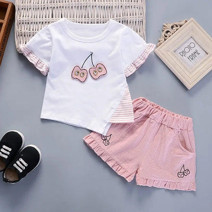 Ice Cream Ruffle Tee & Pink Shorts Set for Girls