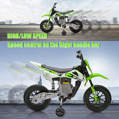 12V Electric Dirt Bike for Kids with Training Wheels & Bluetooth