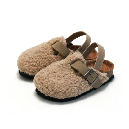 Teddy Fleece Buckle Clog Slippers for Kids