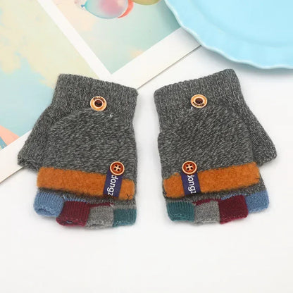 Cozy Half-Finger Kids Gloves – Warm Knit Writing Gloves for Fall & Winter