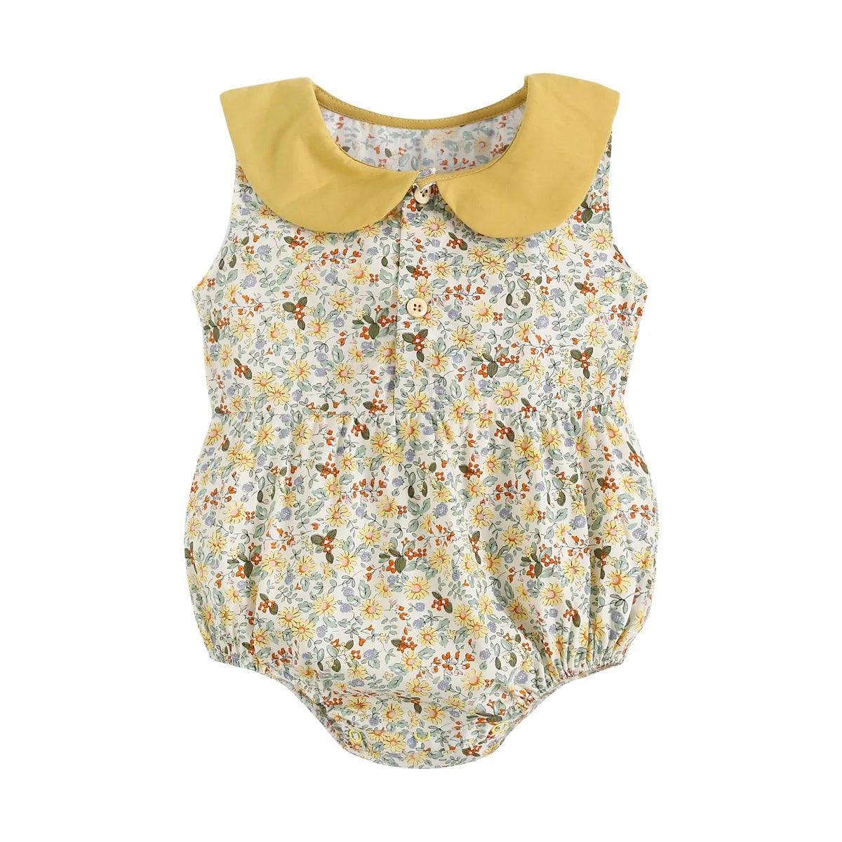 Lace-Trim Gingham Bubble Bodysuit for Baby Girls