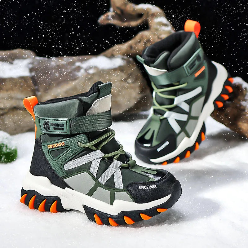 High-Top Hook-and-Loop Outdoor Boots for Boys