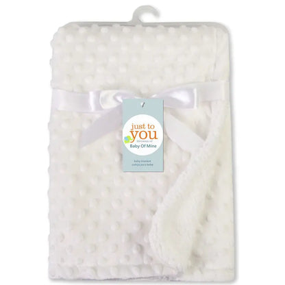 Raised Dot Plush Baby Blanket with Sherpa Fleece Backing
