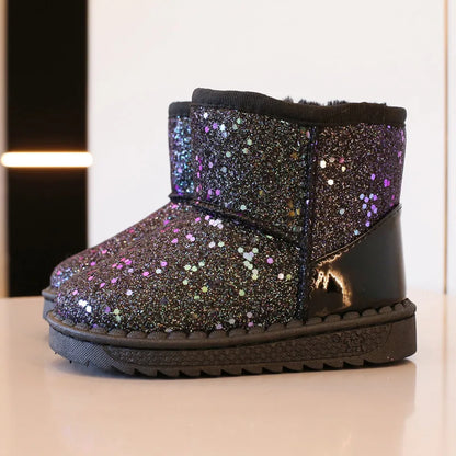 Glitter Plush-Lined Ankle Boots for Girls