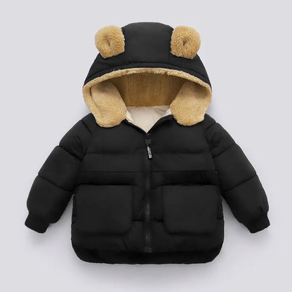 Faux-Fur Bear Hood Puffer Jacket for Kids
