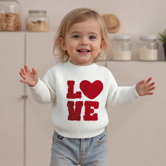 LOVE Heart Knit Sweater for Babies & Toddlers – Cozy Crewneck Pullover