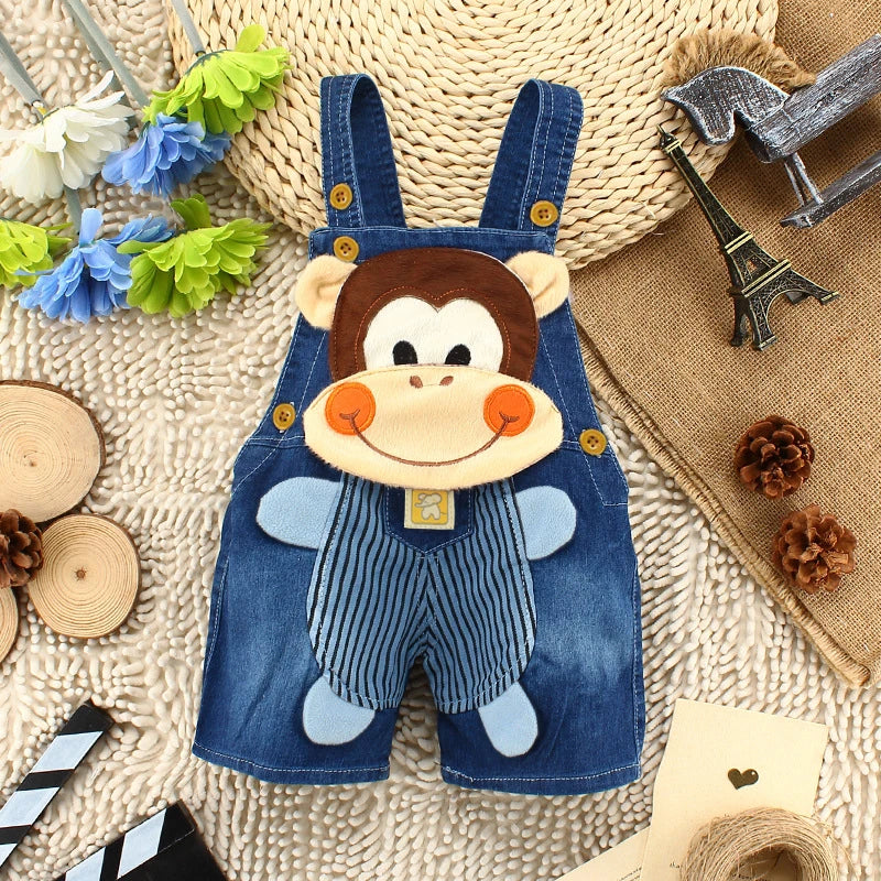 Plush Puppy Patch Denim Shortalls for Babies & Toddlers