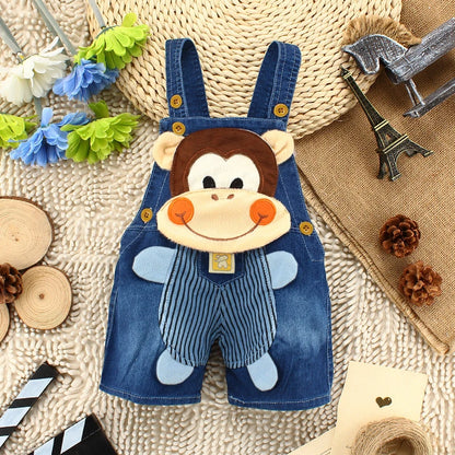 Plush Puppy Patch Denim Shortalls for Babies & Toddlers