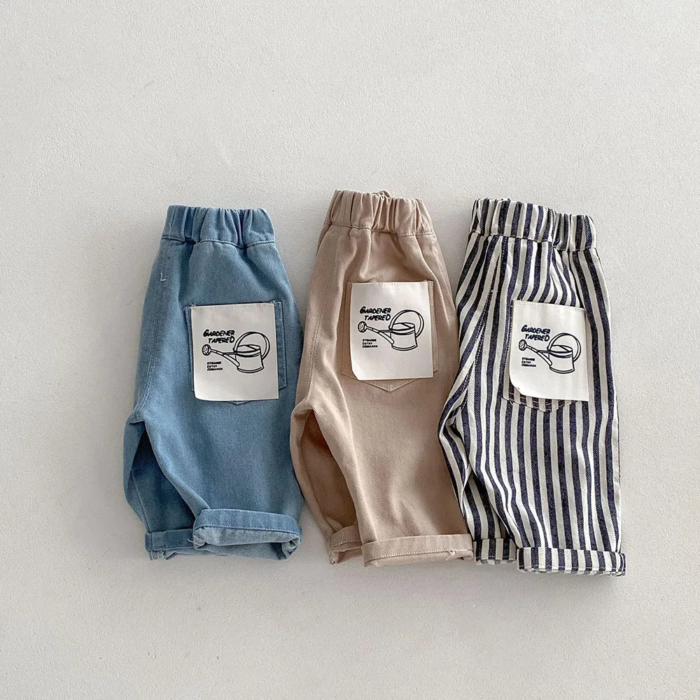 Patch-Pocket Casual Denim Pants for Babies & Kids