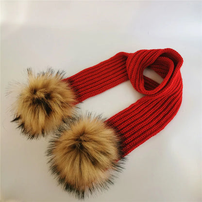 Double Pom Knit Beanie & Scarf Set with Bow