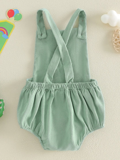 Wild One First Birthday Corduroy Overall Romper