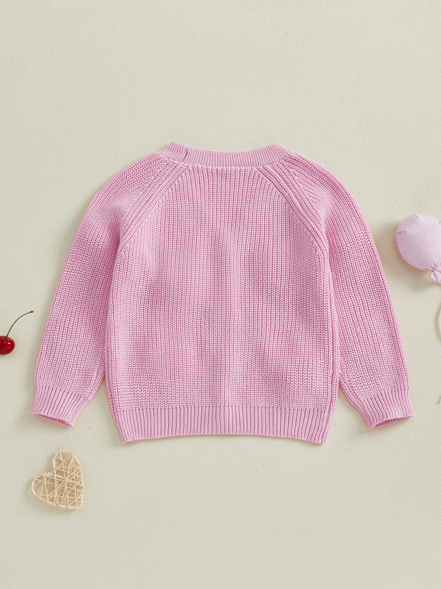 Cherry Knit Button-Up Cardigan for Toddlers and Kids – Soft V-Neck Sweater