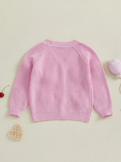 Cherry Knit Button-Up Cardigan for Toddlers and Kids – Soft V-Neck Sweater