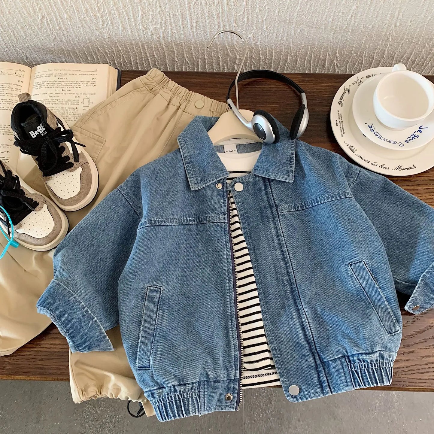 Kids Korean-Style Denim Jacket – Lightweight Spring & Fall Zip Jacket (Ages 2–7)