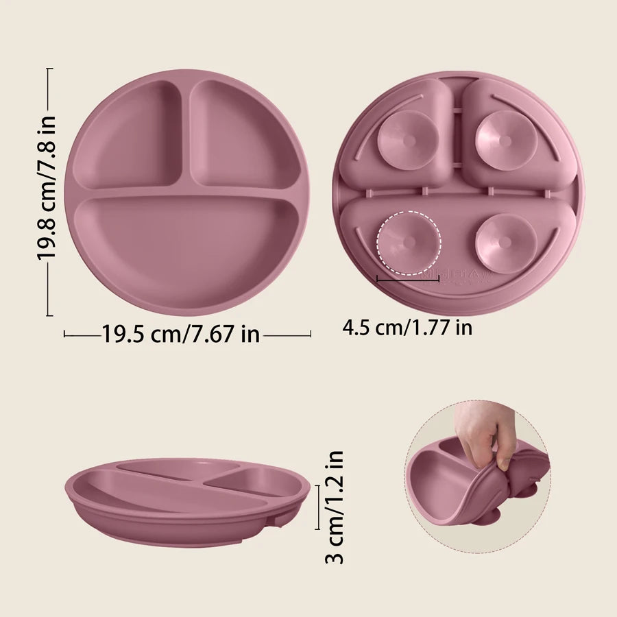 Three-Compartment Silicone Baby & Toddler Divided Plate
