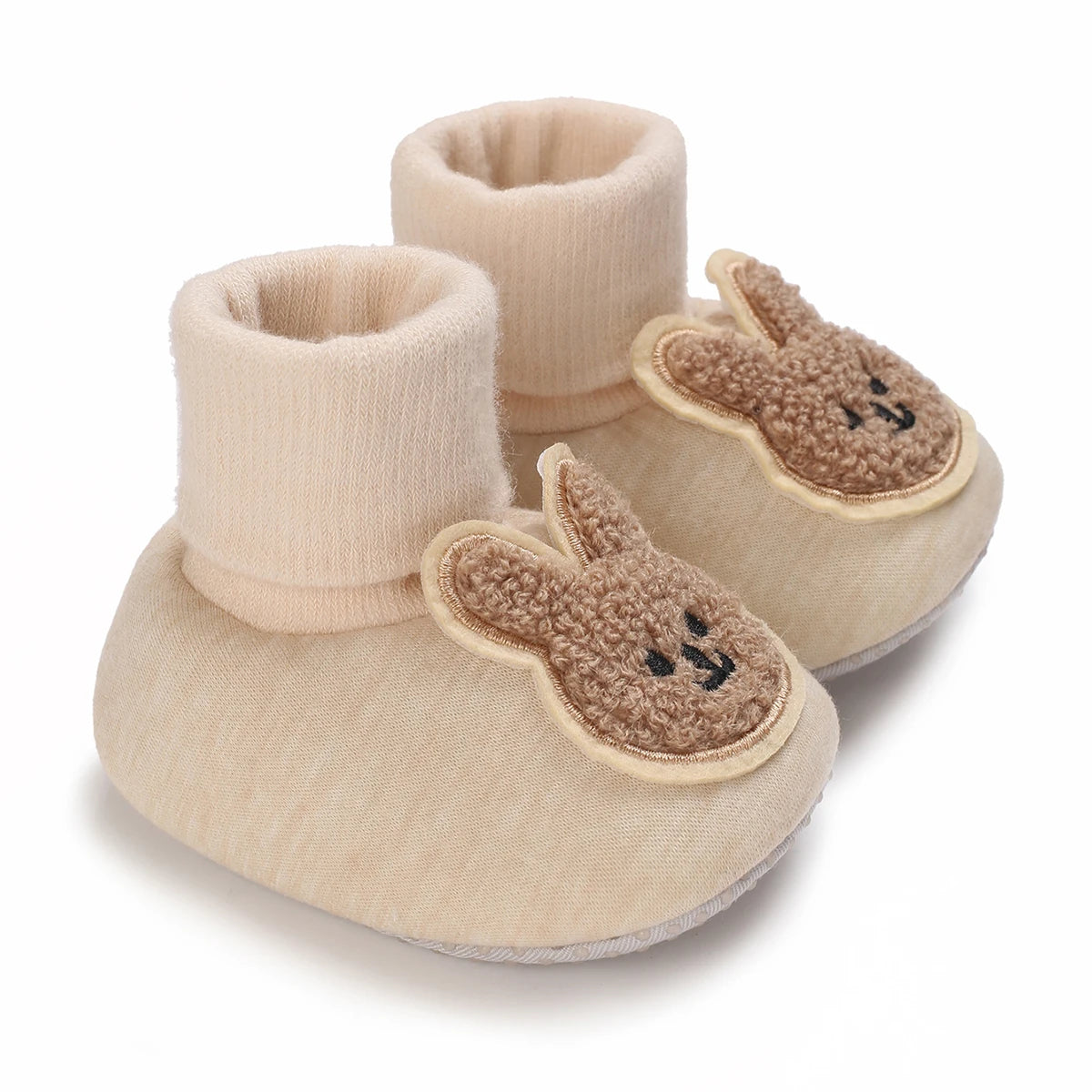 Baby Winter Moccasin Socks – Soft First Walker Booties with Teddy Bear Detail (0–12 Months)