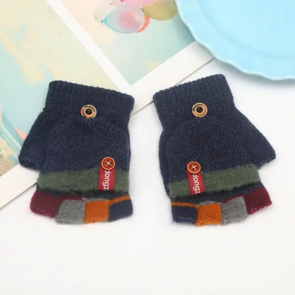 Cozy Half-Finger Kids Gloves – Warm Knit Writing Gloves for Fall & Winter