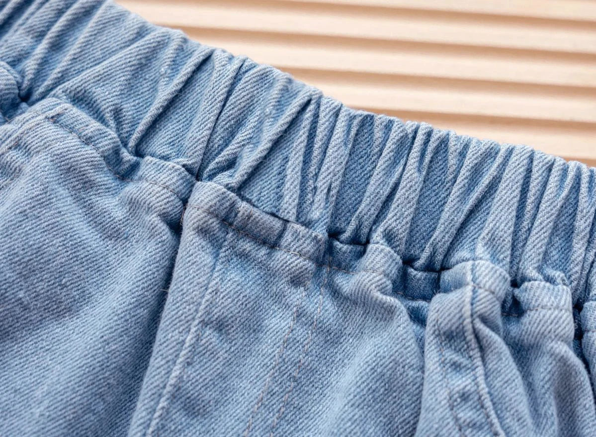Pink Heart Elastic-Waist Jeans for Girls