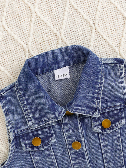 Butterfly Flight Girls’ Denim Vest & Pants 3-Piece Set
