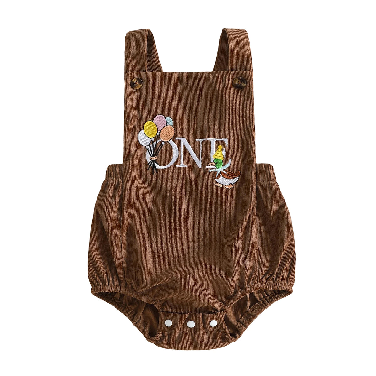 Wild One First Birthday Corduroy Overall Romper