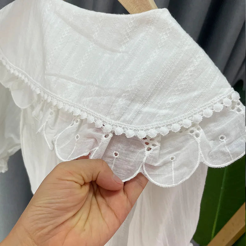 Embroidered Floral Peter Pan Collar Blouse for Baby Girls