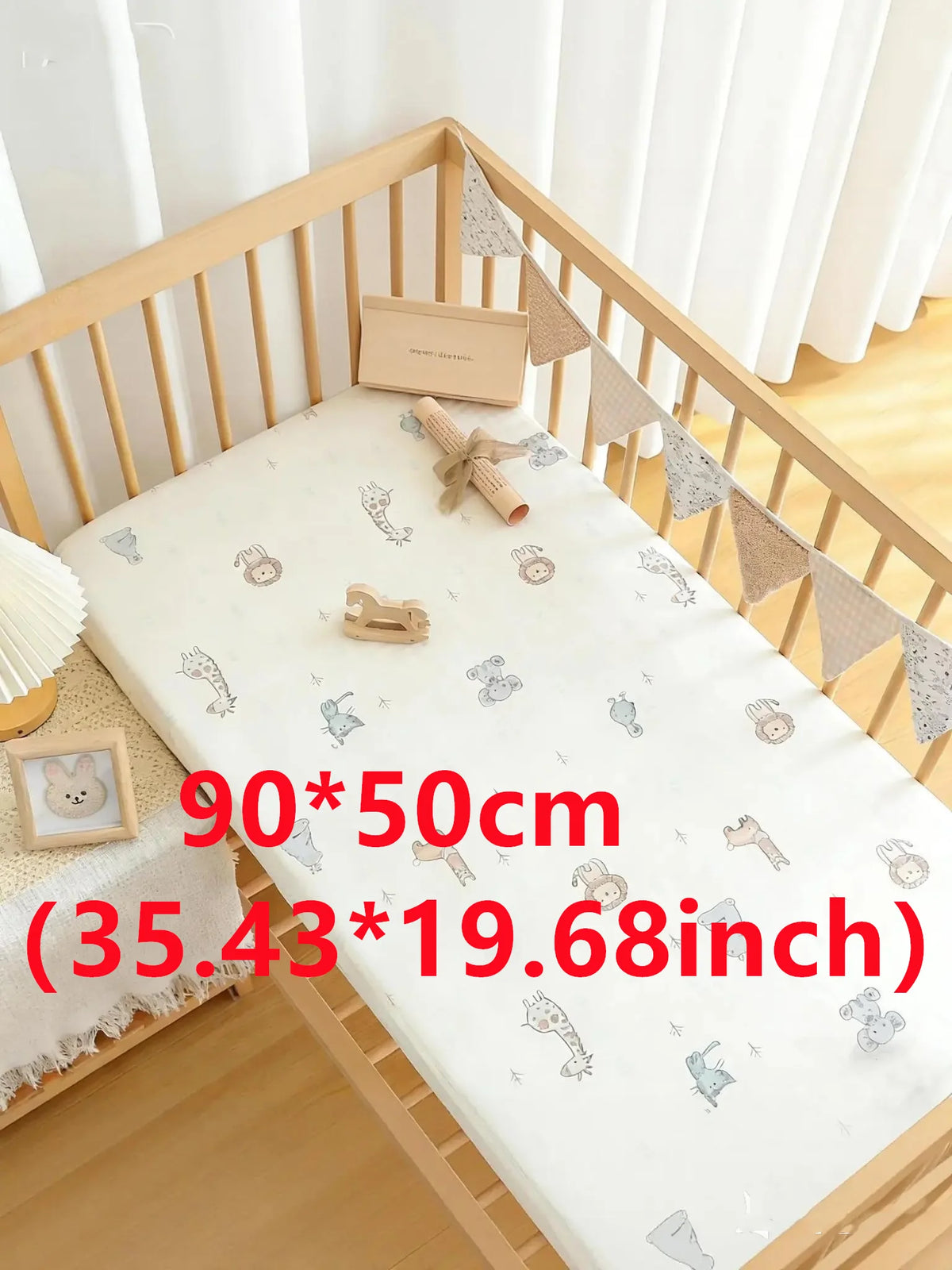 Playful Teddy Bear & Animal Print Cotton Crib Fitted Sheet