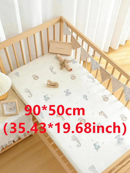 Playful Teddy Bear & Animal Print Cotton Crib Fitted Sheet