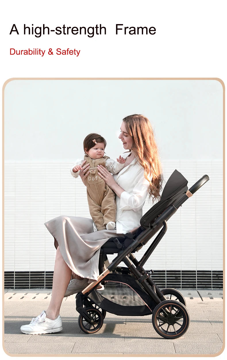 High Landscape Convertible Stroller with Reversible Seat – All-Terrain Wheels & 3-Position Recline
