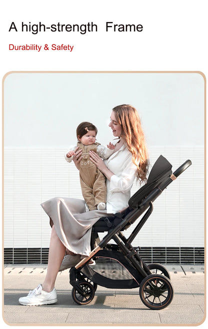 High Landscape Convertible Stroller with Reversible Seat – All-Terrain Wheels & 3-Position Recline
