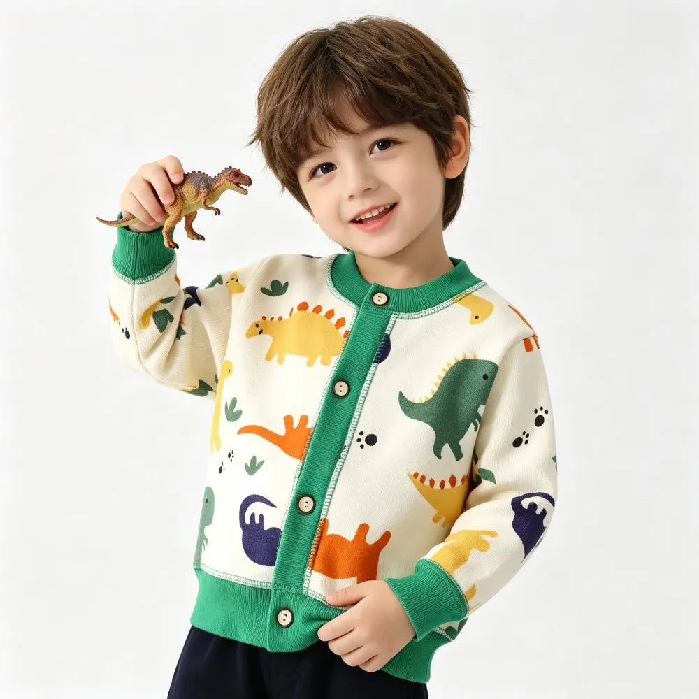 Colorful Print Button Cardigan for Girls