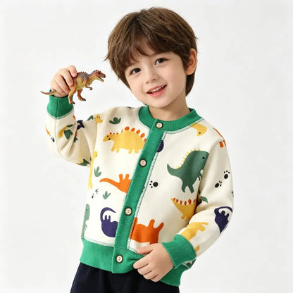 Colorful Print Button Cardigan for Girls