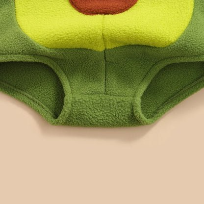 Avocado Hooded Fleece Romper & Striped Stockings Set