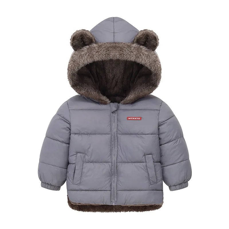 Bear-Ear Plush-Lined Kids’ Puffer Jacket