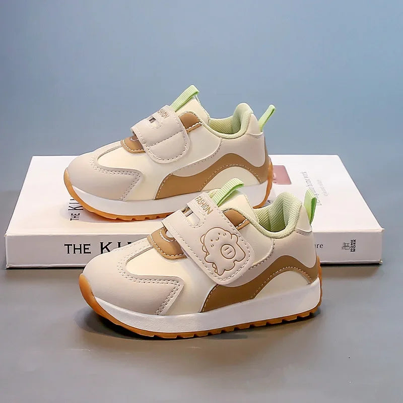 Panda Patch Velcro Toddler Sneakers with Colorblock Accents
