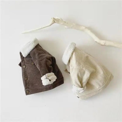 Sherpa Collar Corduroy Button Jacket for Boys