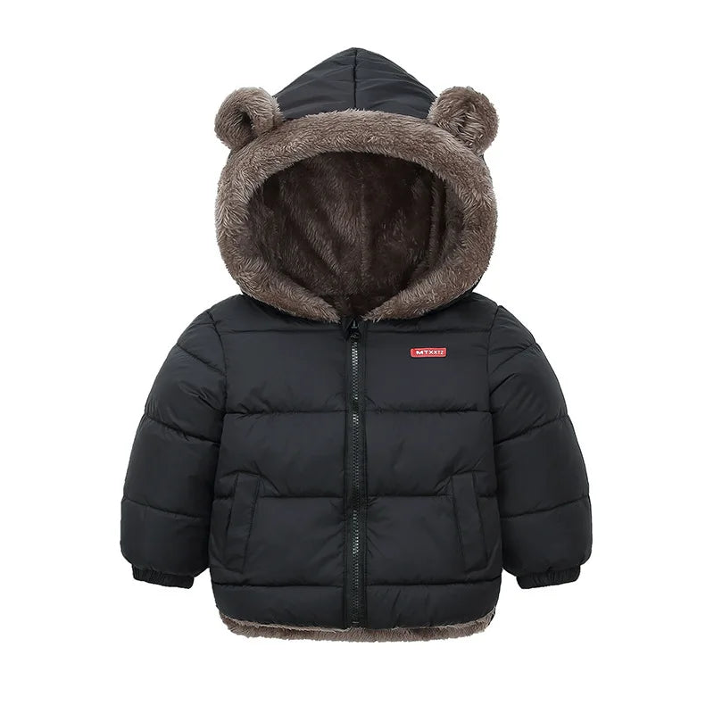 Faux-Fur Bear Hood Puffer Jacket for Kids