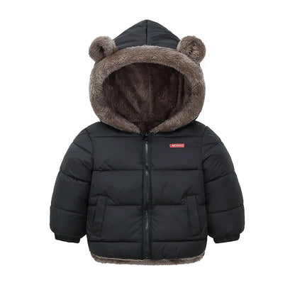 Faux-Fur Bear Hood Puffer Jacket for Kids