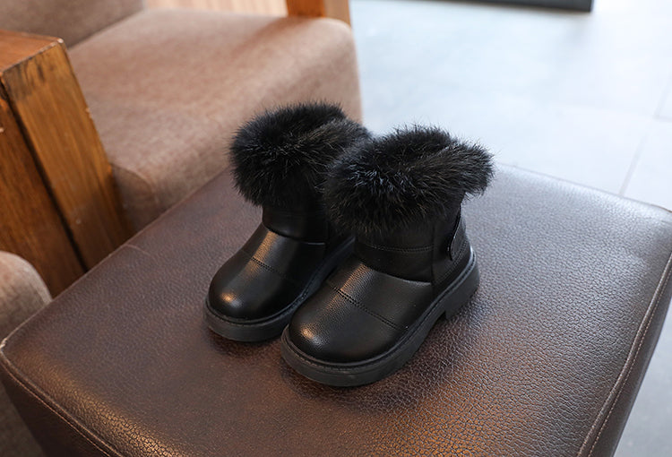 Girls' Faux Fur Trim Snow Boots – Warm Winter Ankle Boots for Toddlers & Little Girls