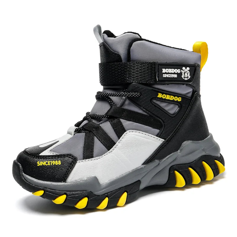 High-Top Hook-and-Loop Outdoor Boots for Boys