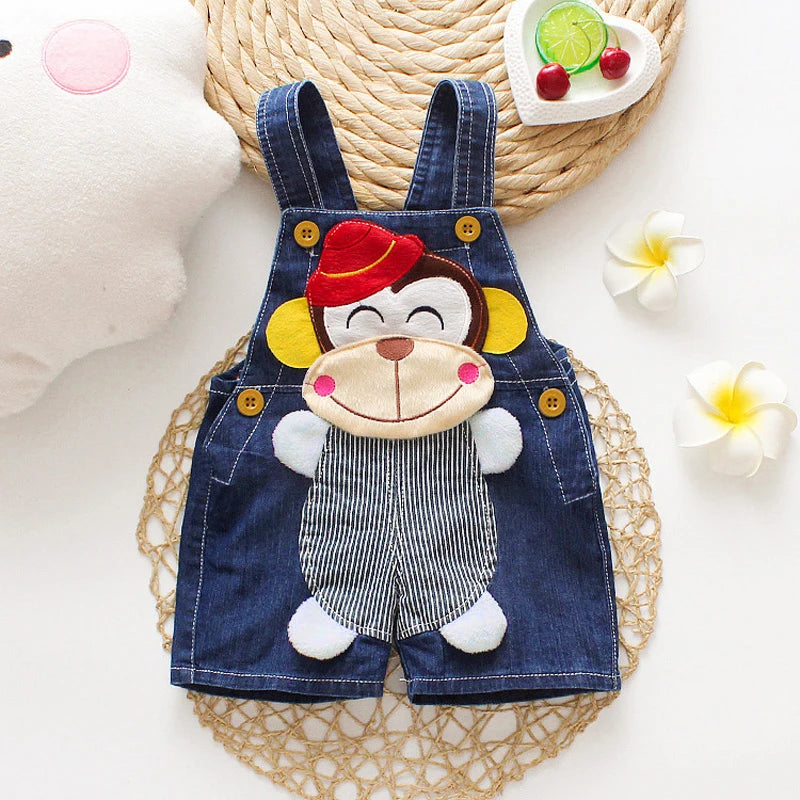 Plush Puppy Patch Denim Shortalls for Babies & Toddlers