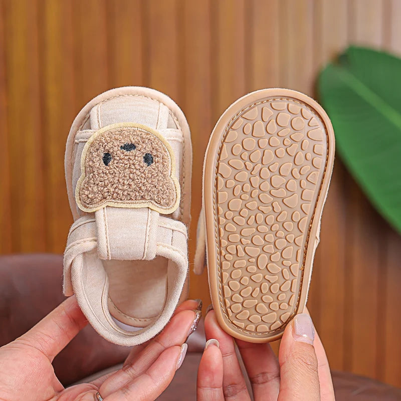 Textured Teddy Bear Open-Toe Baby Sandals