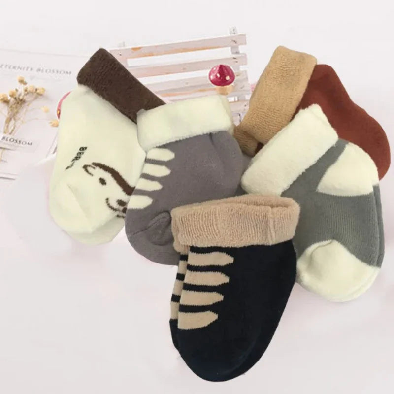Cozy Fold-Over Cuff Baby Socks – 5-Pack