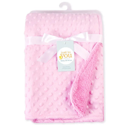 Raised Dot Plush Baby Blanket with Sherpa Fleece Backing