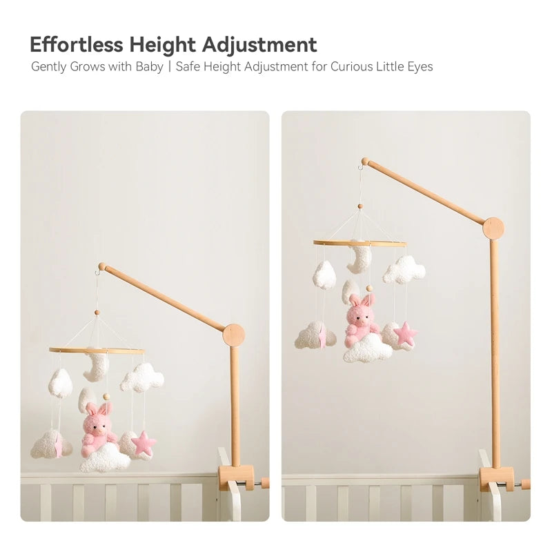 360° Rotating Wooden Crib Mobile Arm & Holder