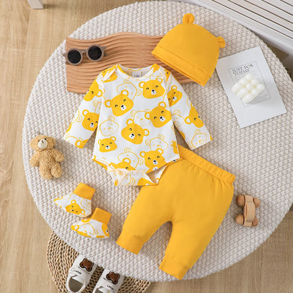 Little Bear Bodysuit, Pants, Hat & Booties 4-Piece Baby Boy Set