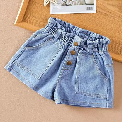 Playful Detail Denim Shorts for Girls