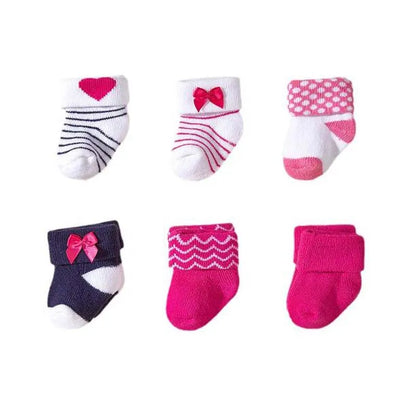 3-Pack Pink Heart & Bow Baby Girl Winter Socks